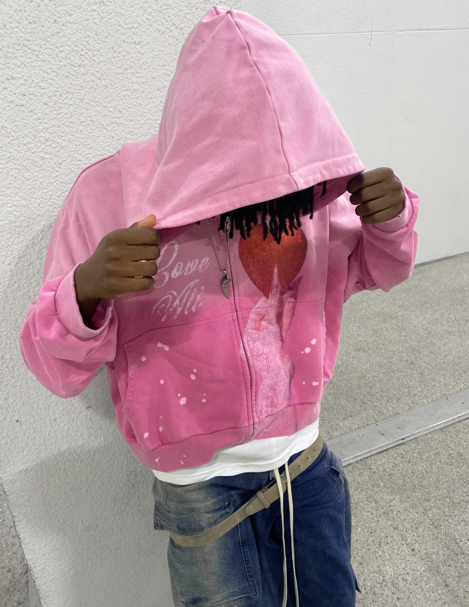 "Love All" Zip-Up: Deep Sakura